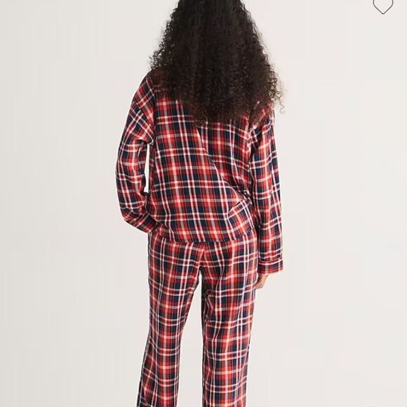 J.Crew Flannel long-sleeve cropped pajama pant set in plaid (Top Only) - Picture 2 of 6